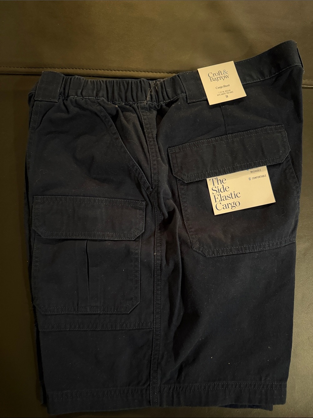 croft & barrow Navy Men’s Side Elastic Cargo Shorts